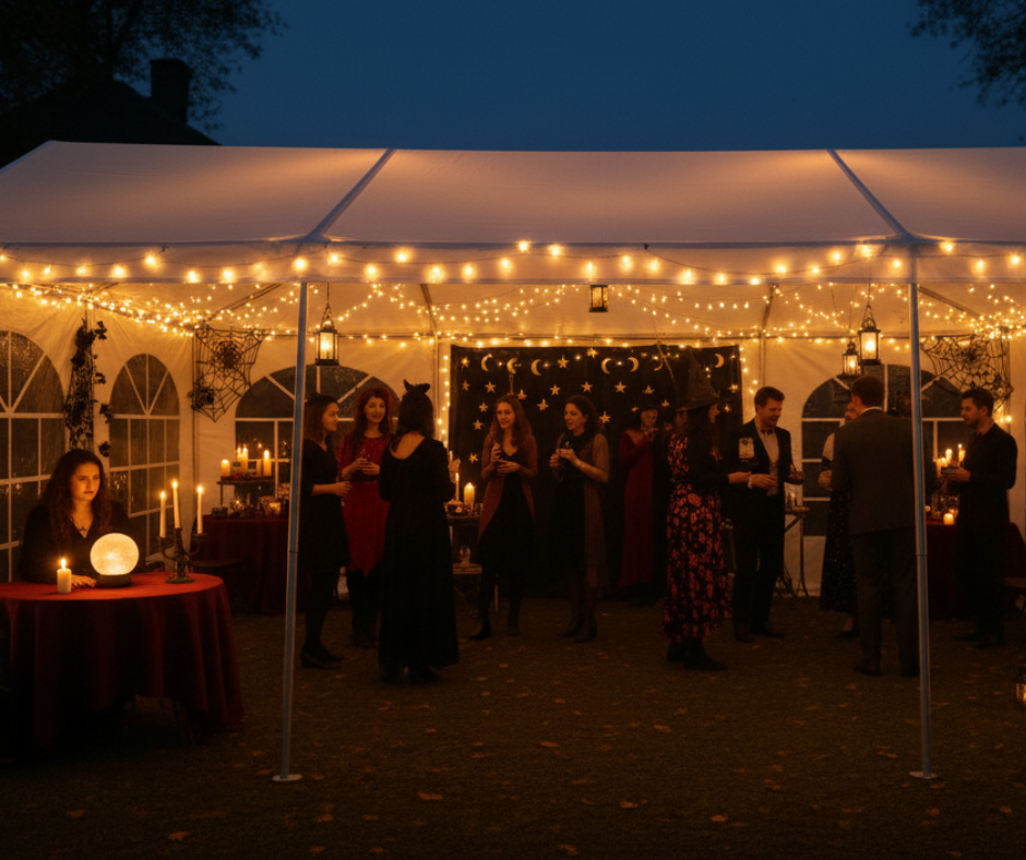 Zabawa andrzejkowa w dużym namiocie ogrodowym