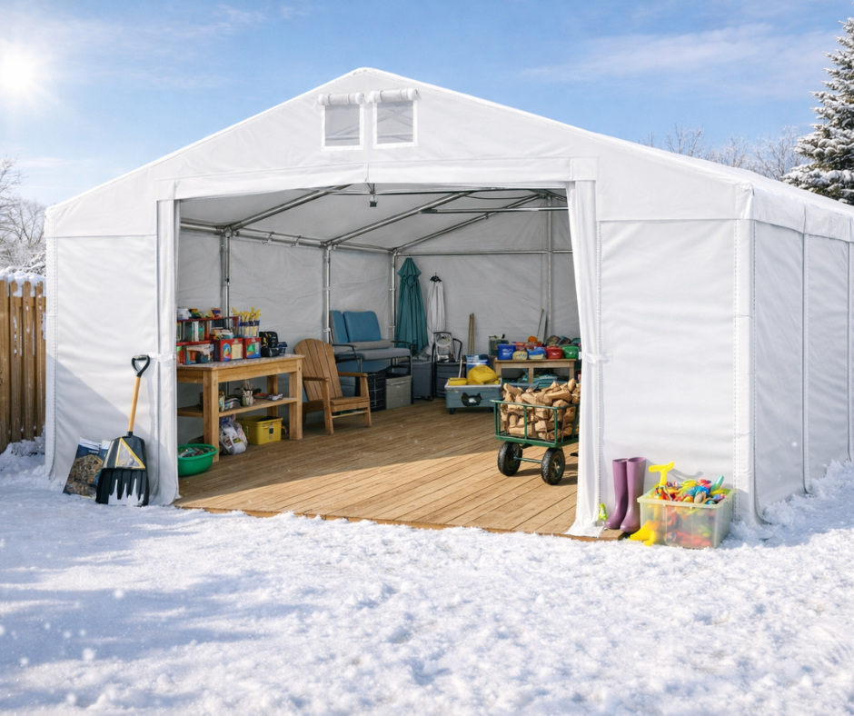 Przestronny namiot magazynowy