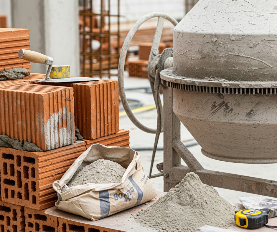 Materiały budowlane na placu budowy