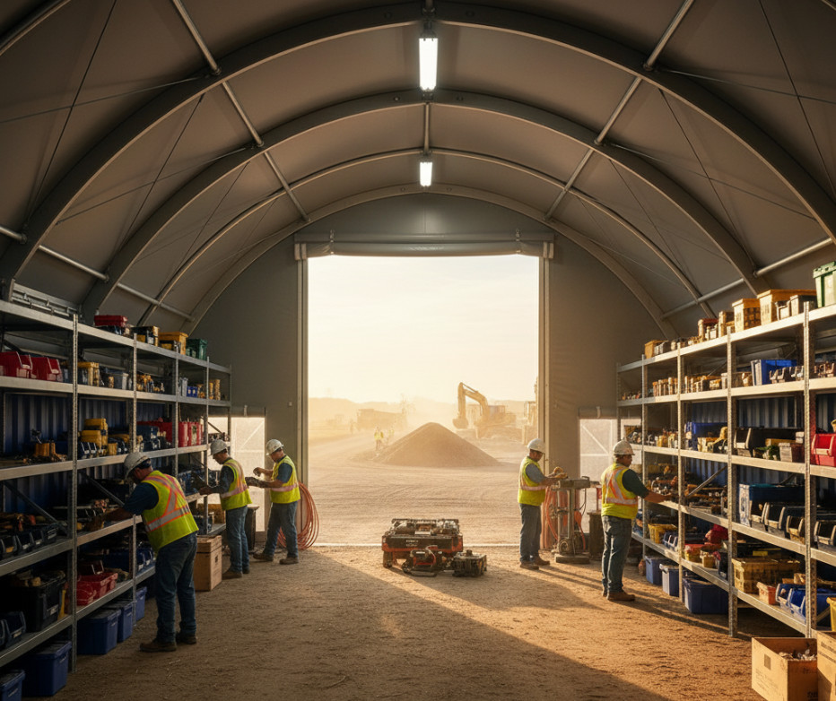 Wnętrze namiotu kontenerowego