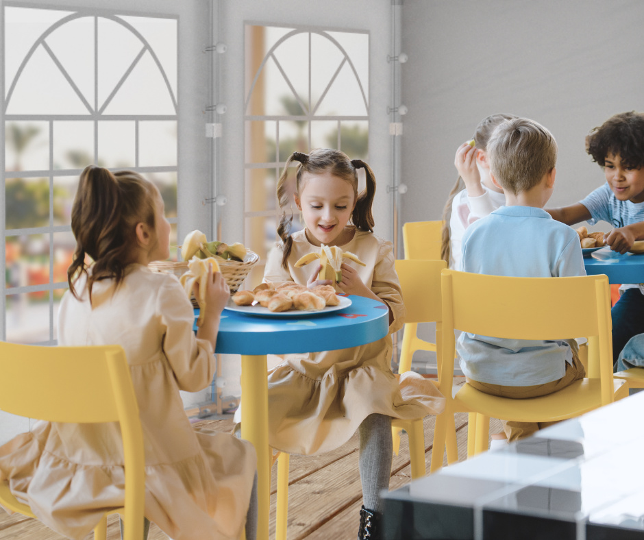 Dziecięca stołówka w namiocie ogrodowym