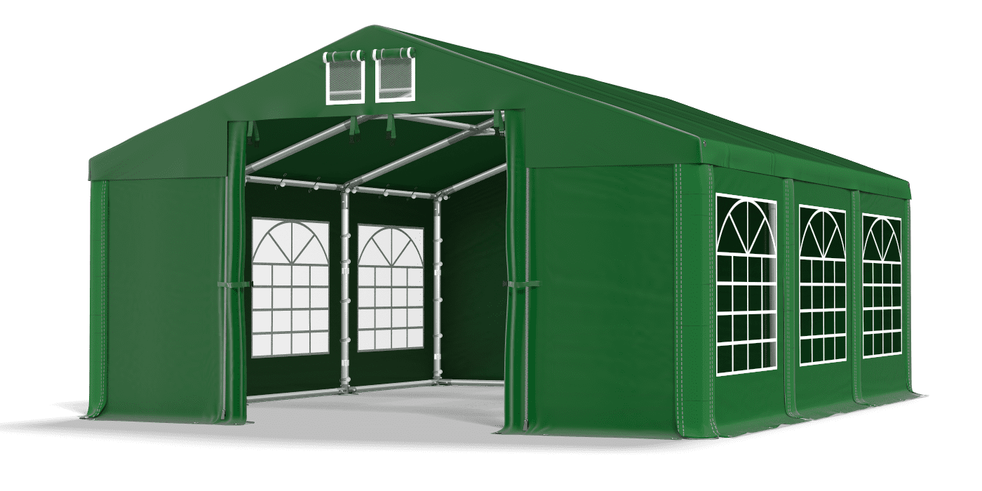 Zielony namiot handlowy