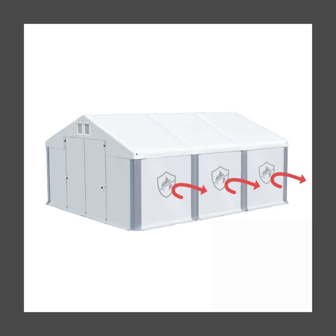 Trudnopalna plandeka namiotu magazynowego
